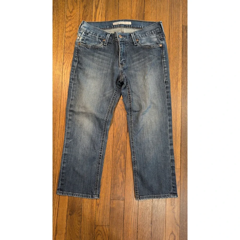 Old Navy Womens Medium Wash Distressed Capri Jeans Blue Stretch Size 4